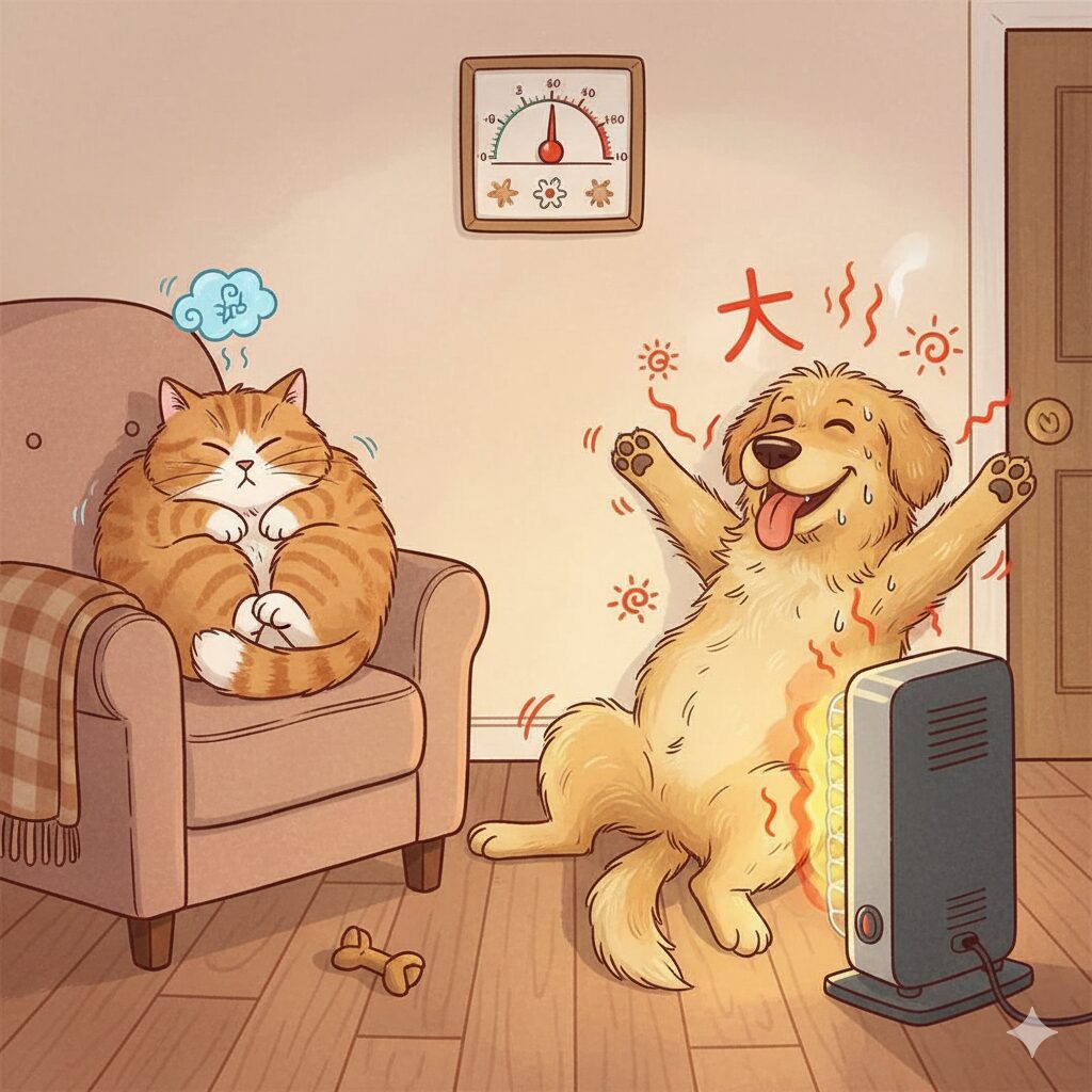 兵庫みなと動物病院の「犬や猫の寝相でわかる「快適温度」——冬の室温調整のヒント」画像